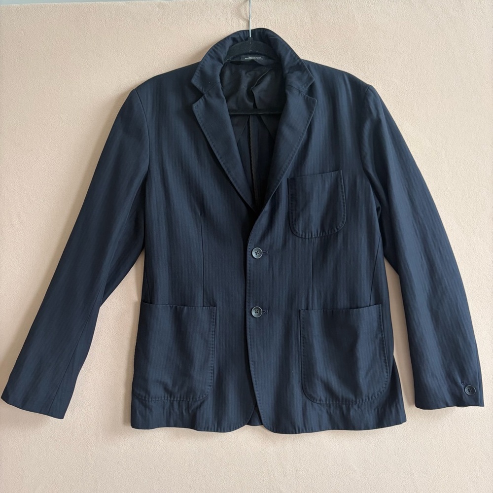 rag & bone Men's Dark Navy Pinstripe Blazer Sport Coat
